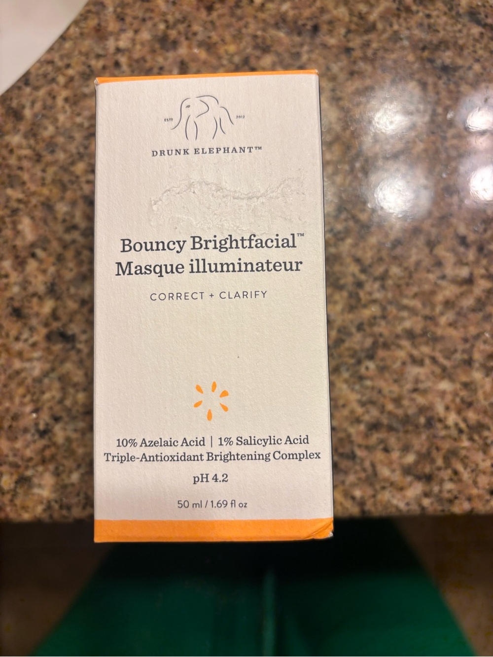 Drunk Elephant White Box with Orange Accents Bouncy Brightfacial Masque